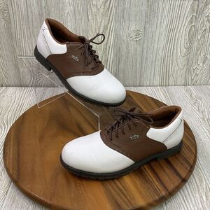 Grip Men's Size 7 Brown White Leather Casual Golf Shoes Lace Up